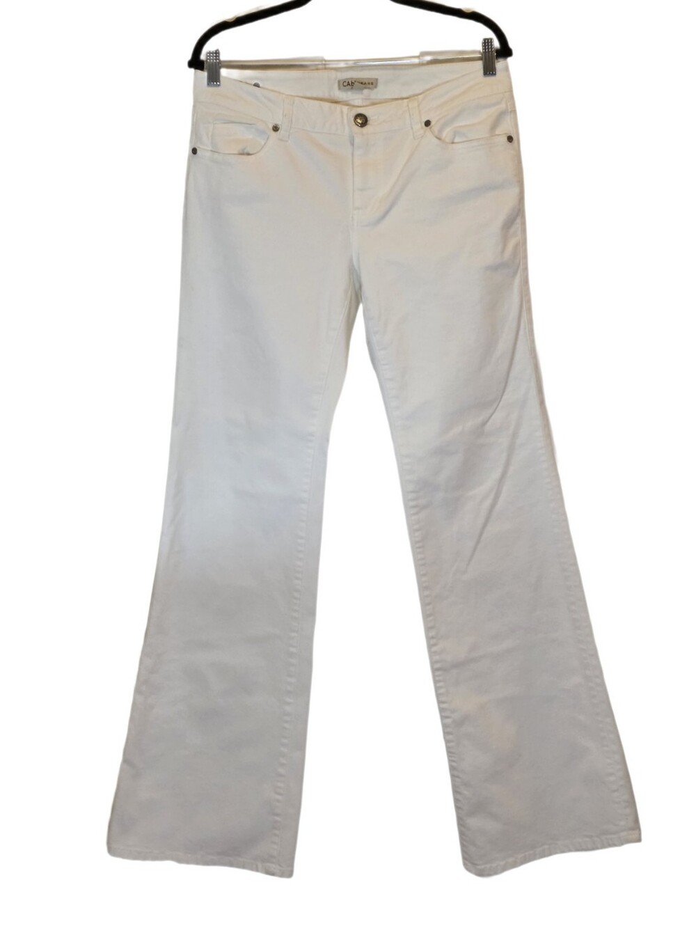 CAbi White Wide Leg Flare Jeans Size 8 Long Inseam 218L EUC